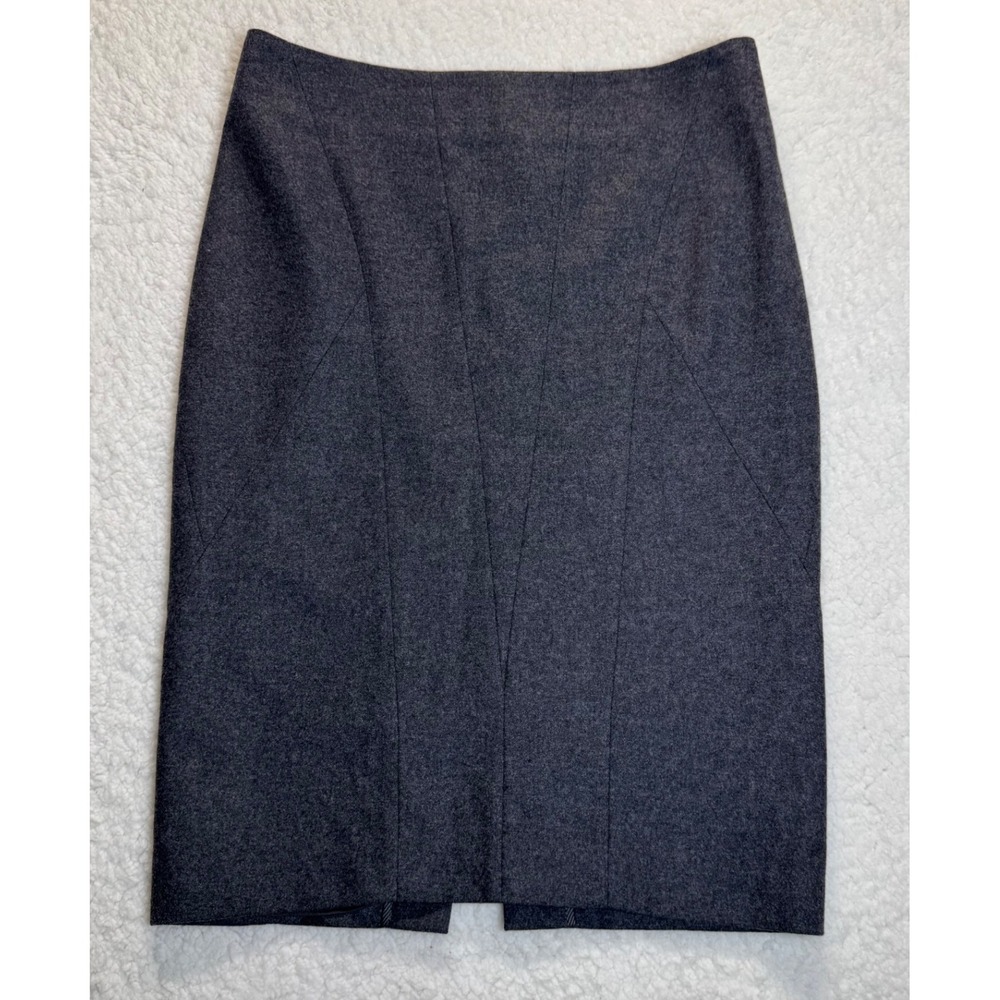 Brunello‎ Cucinelli Gray Wool Blend Pencil Skirt, Made in Italy, Size 8